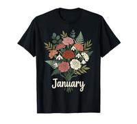 January Birth Flower Carnation Snowdrop Cute Floral Birthday Camiseta