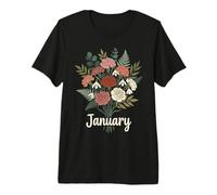 January Birth Flower Carnation Snowdrop Cute Floral Birthday Camiseta Premium