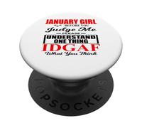 January Girl Judge Me Please Idgaf Lo Que Crees Que Las Mujeres se divierten PopSockets PopGrip Adhesivo