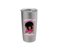 January Girl Living My Best Life Womens Funny Birthday Vaso térmico de acero inoxidable de doble pared