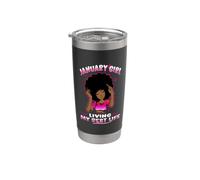 January Girl Living My Best Life Womens Funny Birthday Vaso térmico de acero inoxidable de doble pared