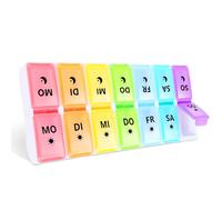 JANUIXCO Pastillero Semanal 2 Tomas - Pastillero Diario Pequeño 7 Dias - Pastillero de Viaje para Medicinas, Vitaminas, Aceite de Pescado