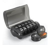 JANUIXCO Pastillero Semanal 2 Tomas - Pastillero Diario Pequeño 7 Dias - Pastillero de Viaje para Medicinas, Vitaminas, Aceite de Pescado (Negro)