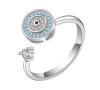 Janurium Anillo contra el mal de - Anillo abierto ligero y moderno, joyería Fidget de inspiraciones giratorias | Anillo duradero de plata con diamantes de imitación de mal de para adolescentes