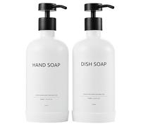 Janxin Botes Gel y Champu Rellenables Baño, 500 ml Glass Bath Soap Dispenser with Liquid, Soap Dispenser, White Soap Dispenser Set(Botella Blanca espinilla)