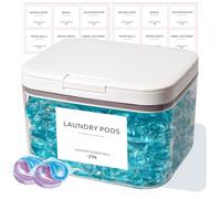 Janxin Contenedor de Detergente en Polvo, Contenedor de Cápsulas de Lavandería, Recipientes de Almacenamiento de Lavandería con Etiquetas, Con 24 Etiquetas, 20,5 x 16,5 x 13,5 cm (94 oz)