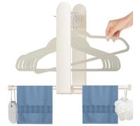 Janxin Organizador de Perchas Apilador, Adecuada para Almacenamiento de Perchas en Armarios y Baño, Se Puede Utilizar para Percheros, Perchas, Toallas, 45 * 25 * 7cm (Blanco Leche)