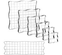 JANZU Bloques de sellos transparentes de 7 piezas, conjunto de herramientas de bloques de estampación de acrílico con rejilla para manualidades de álbumes de recortes, tarjetas, agenda