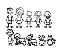 JANZU Familia de Pegatinas de 10 Piezas con Auto para Mascotas Pegatinas Afortunadas para Ventana (Negro)