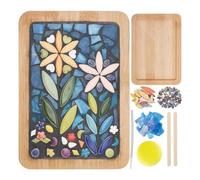JANZU Kit de de Mosaico DIY, Kits de Posavasos de Bambú con Mosaico para Adultos Principiantes, con Base de Posavasos Rectangular para Mosaico Hecho A Mano
