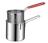 JANZU Olla Profunda de Acero Inoxidable Tempura Freidora de Papas Fritas con Colador Sartenes de Pollo Frito Herramienta de Cocina