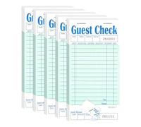 JANZU Paquete de 5 cuadernos de cheques de invitados, bloc de notas de servidor para restaurante, cuaderno de cheques de servidor verde, bloc de notas de pedido de restaurante, 50 hojas/paquete