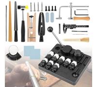 JAOGAUS Kit Herramientas para Doblar Anillos, Máquina Plegadora para Fabricación de Joyas, 27 Piezas con Matrices Metálicas/Nylon, Mandriles, Martillo, Pinzas y Accesorios de Pulido