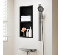 JAOGAUS Nicho de ducha empotrable de acero inoxidable 304, nicho de pared empotrable de doble capa, nicho de ducha con divisor hueco, resistente a la corrosión, fácil de limpiar, para champú y gel de