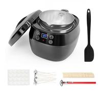 JAOGAUS Olla Eléctrica para Fundir Cera, 1 Litro, Temperatura Ajustable, Kit para Hacer Velas para Principiantes, Dispositivo para Centrar la Mecha y Cuchara de Silicona Incluidos