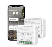JAOGAUS Zigbee Mini Smart Switch, DIY Wlan Smart Switch Modul, Smart Lichtschalter Zigbee Hub Necesario, Domótica Compatible con Smart Life/Tuya APP, Alexa, Google Home, Home Assistant, 2