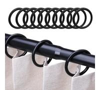 JAONLD 100 Piezas Anillas para Cortinas Anillas Cortina Ducha,4 * 0.5 cm Anillas Cortina Plástico Duro,Reutilizable,Suave para Empujar y Tirar,O-Ring Gancho para Barras de Cortina de Ducha(Negro)