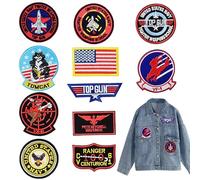JAONLD 11 Piezas Top Gun Parches Chaqueta, Hierro Bordado en Parches Ropa Termoadhesivo, Parches para Ropa Termoadhesivos para Chaquetas, Mochilas de Jeans