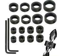 JAONLD 18 Piezas Juego de Topes de Profundidad,2 * 3/4/5/6/8/10/12/16mm Profundidad Perforación Anillo Tope con la Llave Hexagonal,Topes de Profundidad Brocas Tope de Profundidad de Taladro