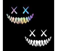 JAONLD 2 Piezas Pegatina para Coche con Cara Sonriente de Demonio Pegatinas Moto Pegatinas para Cascos,Adhesivo Decorativo con Cara de Sonrisa Apto para Coches,Motos,Cascos,Buzones