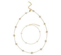 JAONLD 2 Piezas Pulsera Mujer Collar Mujer Regalos para Perlas Hombre,Conjunto de Joyas de Margaritas,Bonita Pulsera de Margaritas para Mujeres y Niñas