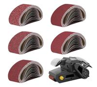 JAONLD 20 Piezas Bandas Lijadoras Bandas de Lija Juego de Bandas de Lijado de Tejido 4 x Grano 80/120/150/240/400 Adecuado para Lijar, Afilar y Eliminar Oxido (75×457mm)