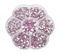 JAONLD 2500 Pcs Diamantes para Manualidades Cristales para Manualidades Pegatinas Diamantes Pedreria Hotfix 7 Tamaños 1,5~4,8mm Strass Termoadhesivas para Ropa, Zapatos, Manualidades (Rosa)