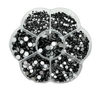 JAONLD 2500 Pcs Diamantes para Manualidades Cristales para Manualidades Pegatinas Diamantes Pedreria Hotfix 7 Tamaños 1,5~4,8mm Strass Termoadhesivas para Ropa, Zapatos, Manualidades (Negro)