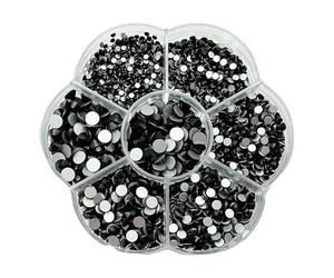 JAONLD 2500 Pcs Diamantes para Manualidades Cristales para Manualidades Pegatinas Diamantes Pedreria Hotfix 7 Tamaños 1,5~4,8mm Strass Termoadhesivas para Ropa, Zapatos, Manualidades (Negro)