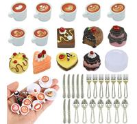 JAONLD 42 Piezas Comida Miniatura Café y Pastel 1/12 Juguetes Miniatura Accesorios Casa de Muñecas Comida en Miniatura de Juguete para Mini Cocina, Mini Fiesta de té, Micro Paisaje de Bricolaje