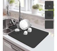 JAONLD Alfombrilla Escurreplatos,40 * 50 cm Alfombrilla Fregadero Cocina Plegable,Súper Absorbente Alfombrilla Secado de Platos Alfombrilla Cafetera para Encimeras de Cocina,Cafeteras(Gris oscuro)