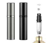 JAONLD Atomizador Perfume,2 Piezas Mini Perfumes Atomizador Recargador de Perfume,Frasco Perfume Recargable para Salir de Noche,Viajar,Fiestas,Cita(5ML,Negro,Gris)