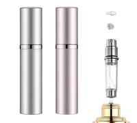 JAONLD Atomizador Perfume,2 Piezas Mini Perfumes Atomizador Recargador de Perfume,Frasco Perfume Recargable para Salir de Noche,Viajar,Fiestas,Cita(5ML,Plata,Rosa)
