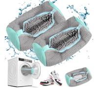 JAONLD Bolsa Zapatos Lavadora,2 Piezas Bolsa Zapatos Lavadora,Reutilizable de Lavado de Malla, Zapatillas para y Secadora(Azul Gris)