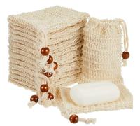 JAONLD Bolsas de Jabón de Sisal 10 Piezas 9 x 14cm Bolsa de Jabón Natural con Cordón Saver Saver Pouch para Hacer Espuma,Secar Jabones,Exfoliatio,Masajes