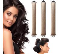 JAONLD Rizador Pelo Ondas sin Calor 3 Piezas Heatless Hair Curlers Rizos sin Calor Rizador de Pelo sin Calor Rizador sin Calor con Gancho, Ondas sin Calor Apto para Todo Tipo de Cabello (Caqui)
