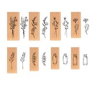JAONLD Sellos,8 Piezas Juego de Sellos de Madera Vintage con Flores Tampon en Bois,Sellos Redondos de Goma de Maderapara Manualidades,álbumes de Recortes,Tarjetas,Diarios y Envoltorio de Regalo