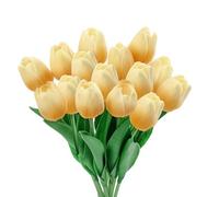 JAONLD Tulipanes artificiales, 15 piezas de 34 x 4,5 cm, tulipanes artificiales realistas para decoración de flores, toque real, tulipanes artificiales para hoteles, fiestas, manualidades, decoración