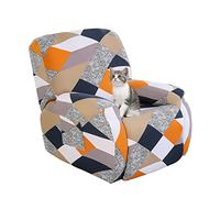 Jaotto Funda de Sillón Relax Elásticas, Fundas de Butacas Relax Reclinable Universal Ajustables, Cubiertas Protector para Sillón Relax con Bolsillos (Geometría Naranja,1 Plaza)