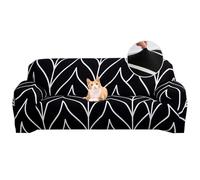 Jaotto Funda para Sofa 3 Plazas Funda Cubre Sofa Ajustable Fundas de Sofá Elasticas Extraíbles Lavables Antideslizante Protector Cubiertas de Sofá con Brazos de Sala de Estar,Línea Negro