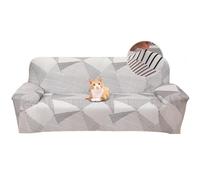 Jaotto Funda para Sofa 4 Plazas Funda Cubre Sofa Ajustable Fundas de Sofá Elasticas Extraíbles Lavables Antideslizante Protector Cubiertas de Sofá con Brazos de Sala de Estar,Línea Blanca