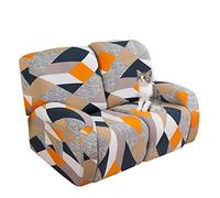 Jaotto Funda para Sofa Reclinable 2 Plazas, 6-Piezas Funda para Sofá Relax Elásticas Universal Ajustables, Cubiertas Protector para Sillón Relax con Bolsillos(Geometría Naranja,2 Plazas)
