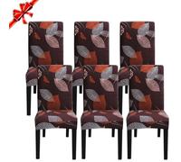 Jaotto Fundas para Sillas de Comedor Pack de 6,Modernas Fundas de Sillas de Comedor Respaldo Alto Elásticas Lavables Desmontables,Cubiertas para Sillas para Comedor Banquete,Hojas Marrones