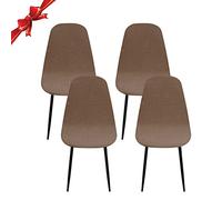 Jaotto Fundas para Sillas Pack de 4,Fundas Sillas de Comedor Redondas Elásticas Ajustables,Diagonale Fundas para Silla Oficina Sin Brazo,Cubiertas de Sillas Redondas para Cocina Estudio,Camello