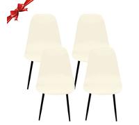 Jaotto Fundas para Sillas Pack de 4,Fundas Sillas de Comedor Redondas Elásticas Ajustables,Diagonale Fundas para Silla Oficina Sin Brazo,Cubiertas de Sillas Redondas para Cocina Estudio,Beige