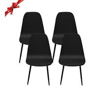 Jaotto Fundas para Sillas Pack de 4,Fundas Sillas de Comedor Redondas Elásticas Ajustables,Diagonale Fundas para Silla Oficina Sin Brazo,Cubiertas de Sillas Redondas para Cocina Estudio,Negro