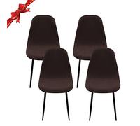 Jaotto Fundas para Sillas Pack de 4,Fundas Sillas de Comedor Redondas Elásticas Ajustables,Diagonale Fundas para Silla Oficina Sin Brazo,Cubiertas de Sillas Redondas para Cocina Estudio,Marrón