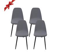 Jaotto Fundas para Sillas Pack de 4,Fundas Sillas de Comedor Redondas Elásticas Ajustables,Diagonale Fundas para Silla Oficina Sin Brazo,Cubiertas de Sillas Redondas para Cocina Estudio,Gris