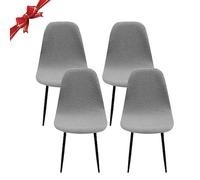Jaotto Fundas para Sillas Pack de 4,Fundas Sillas de Comedor Redondas Elásticas Ajustables,Diagonale Fundas para Silla Oficina Sin Brazo,Cubiertas de Sillas Redondas para Cocina Estudio,Gris Pálido