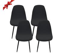 Jaotto Fundas para Sillas Pack de 4,Fundas Sillas de Comedor Redondas Elásticas Ajustables,Diagonale Fundas para Silla Oficina Sin Brazo,Cubiertas de Sillas Redondas para Cocina Estudio,Negro